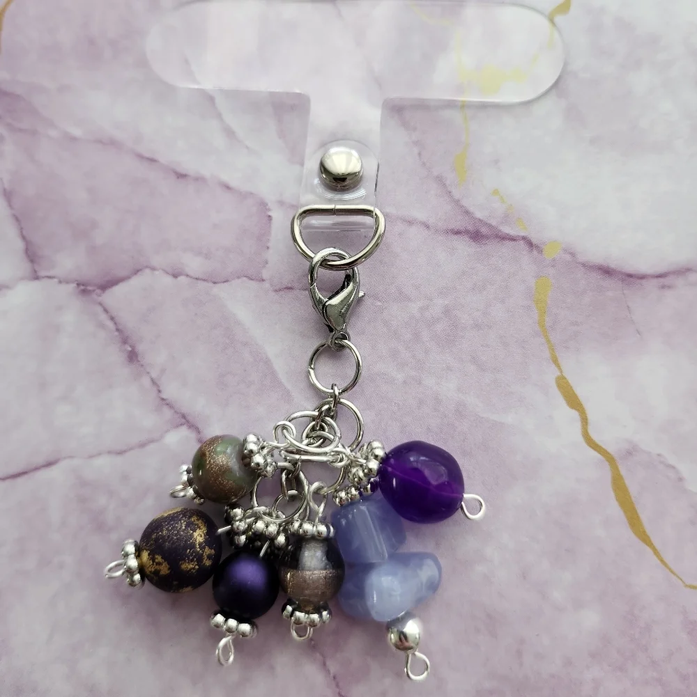 Cell Phone Charm Purple Handmade